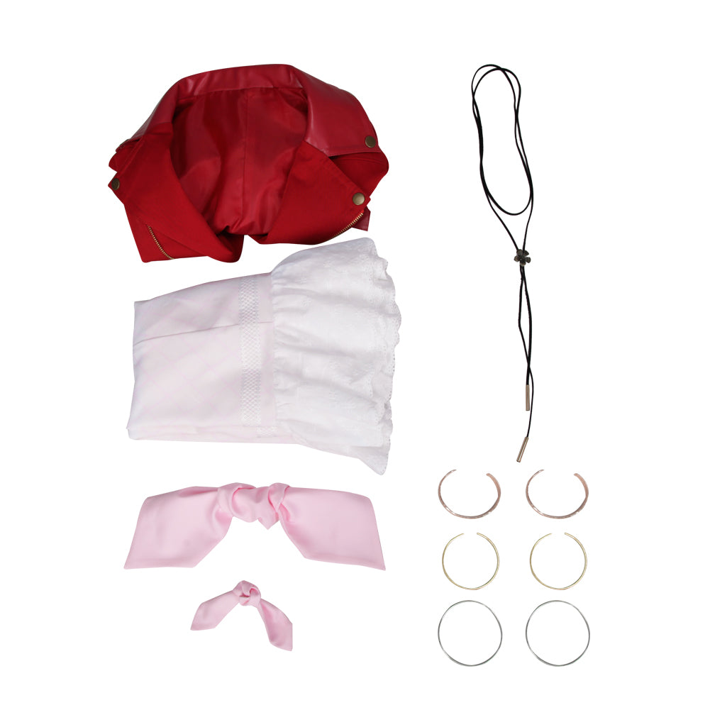 Final Fantasy VII Aerith Gainsborough Cosplay Costume Remark Red Jacket Dress Uniform Full Sets