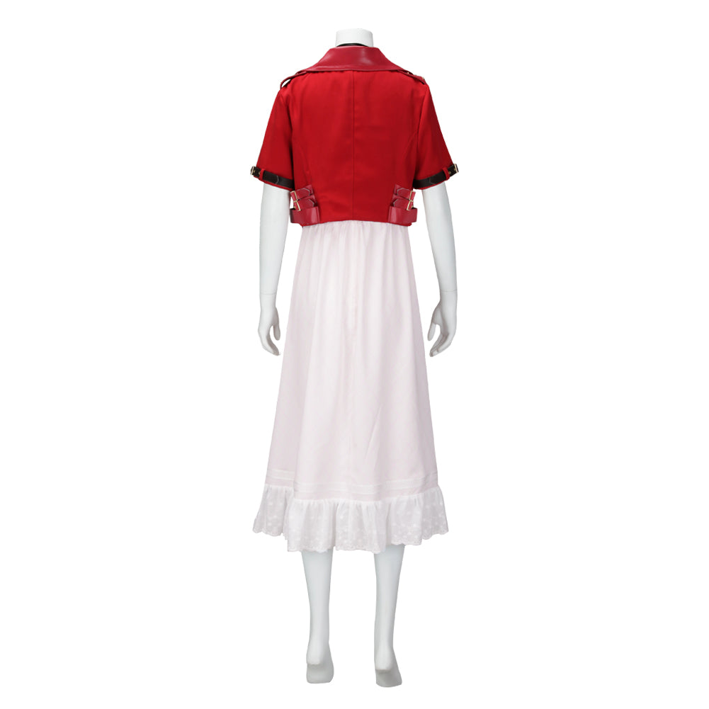 Final Fantasy VII Aerith Gainsborough Cosplay Costume Remark Red Jacket Dress Uniform Full Sets