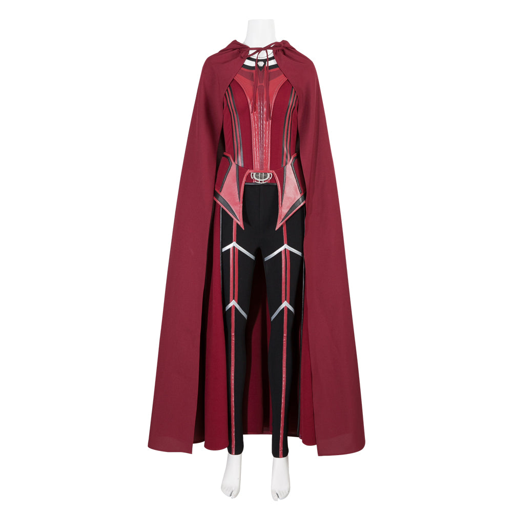 Wanda Maximoff Cosplay Costume Halloween Scarlet Witch Dress Red Cape Cloak with Headpiece