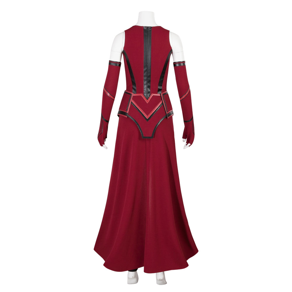 Wanda Maximoff Cosplay Costume Halloween Scarlet Witch Dress Red Cape Cloak with Headpiece
