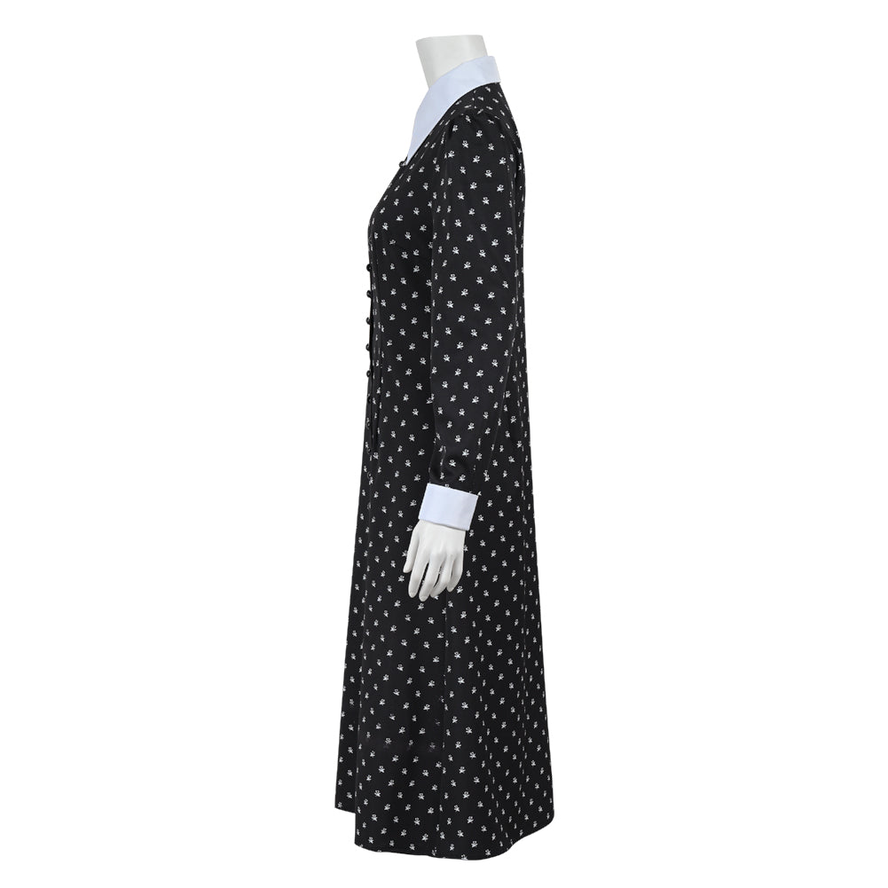Wednesday Addams Cosplay Costume Tunic Dress Girls Long Sleeve Gown High Waist