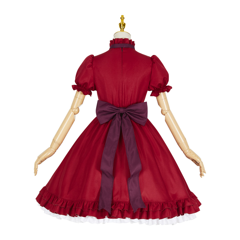 Lonely Castle in the Mirror Wolf Girl Cosplay Costume Red Dance Dress Gothic Steampunk Ruffle Skirt