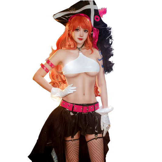 Nami Cosplay Costume Women's Clothing Black Skirt Halloween Sexy Dress Suit Full Sets