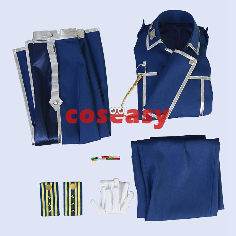 Fullmetal Alchemist Roy Mustang Blue Cosplay Costume Uniform